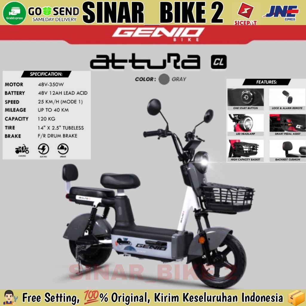 Sepeda Motor Listrik GENIO ATTURA CL Electric Bike By United  350 Watt