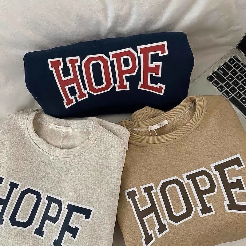 HOPE SWEATER CREWNECK OVERSIZE UNISEXE FLEECE WANITA PRIA