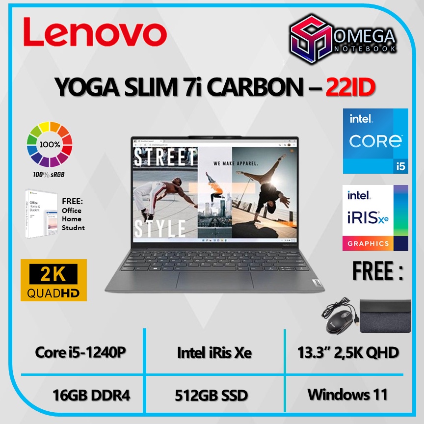 Lenovo Yoga Slim 7i Carbon 13IAP7 i5 1240P 16GB 512SSD 13.3&quot; 2,5k Windows 11 Touch