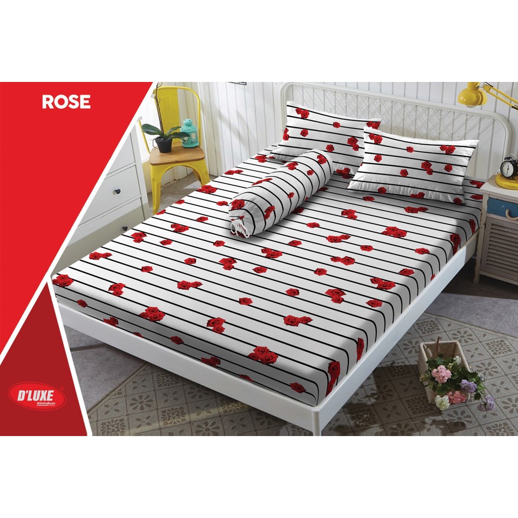 Kintakun D'luxe - Sprei flat Set 90/100/120/160/180 Small Single Queen King Motif ROSE BUNGA MAWAR M