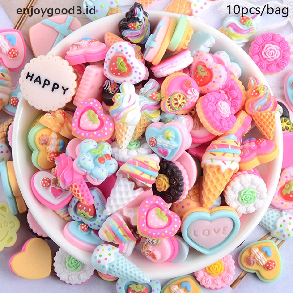 [Rready Stock] 10Pcs Rumah Boneka Miniatur Supermarket Makanan Cemilan Mini Resin Kue Decoratio (ID)