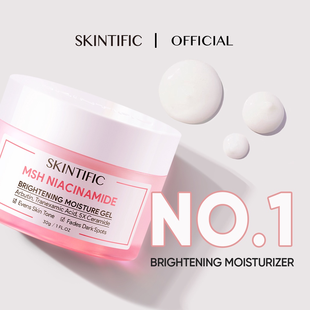 SKINTIFIC Glowing Moisturizer Day & Night Cream Moisture Gel with MSH Niacinamide 30g