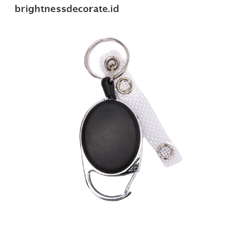 [Birth] 1pc Tali Kawat Hitam Gantungan Kunci Keyring Steel Cord 60cm Retractable ID Card Holder [ID]