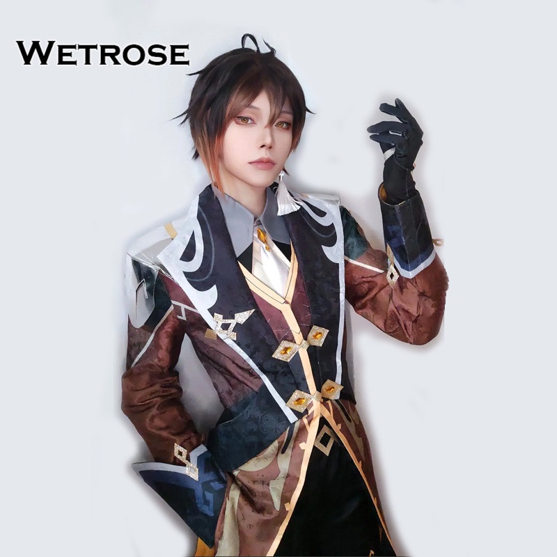 【Wetrose】Genshin Impact Coat Zhongli Cos Suit Costume Men Zhongli Cosplay Set Suit For Boys