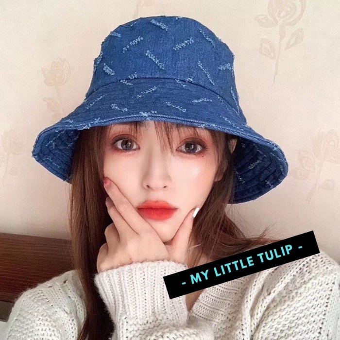 Topi Bucket Hat Jeans / Topi Wanita Model Jeans / Topi Bucket Tebal Import
