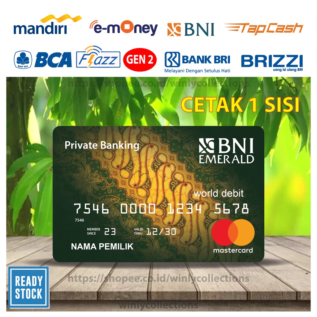 EMONEY E TOLL DESAIN PRIVATE EMERALD CARD BATIK MANDIRI GEN 2 BNI TAPCASH BRIZZI BRI - 1 SISI