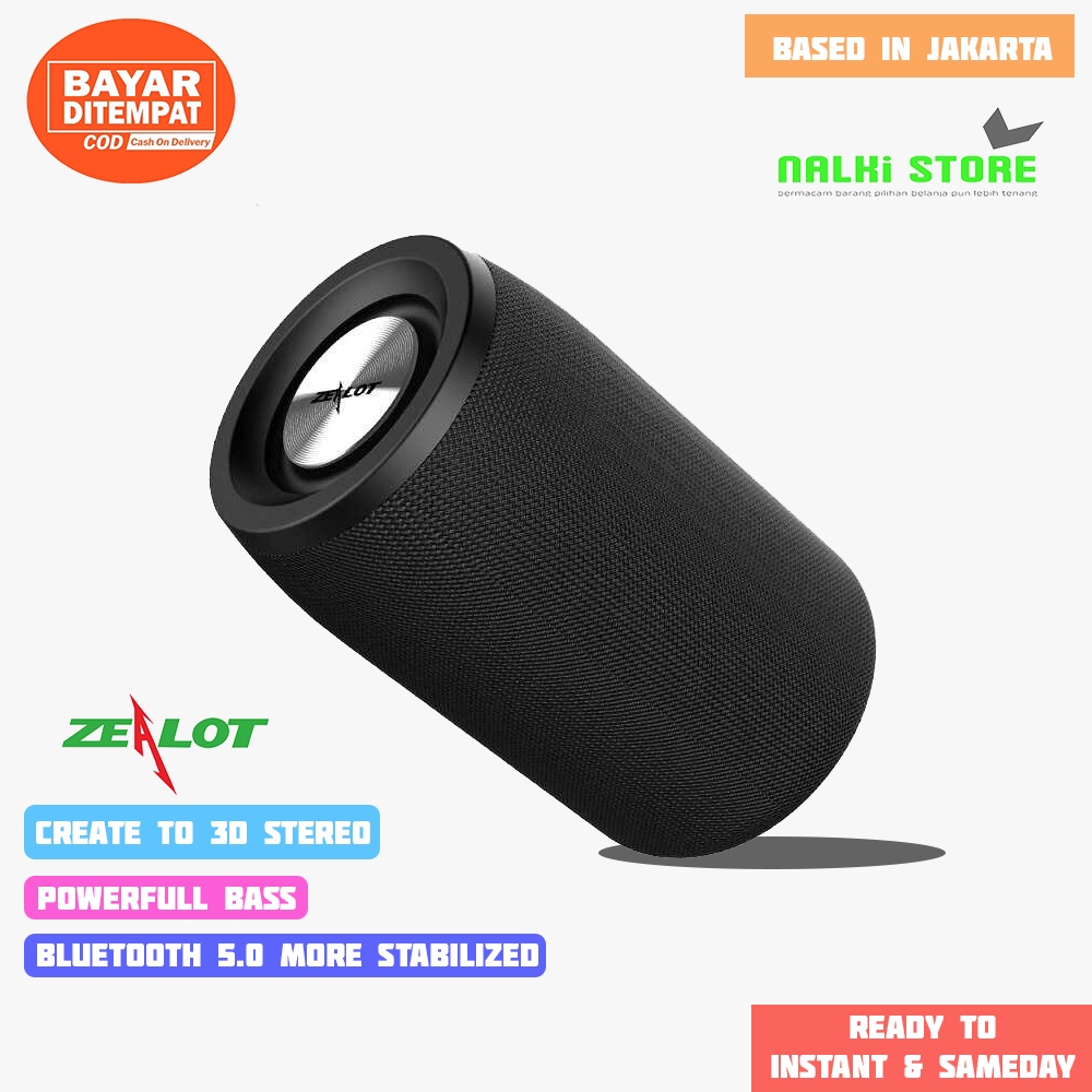 ZEALOT S32 TWS SPEAKER BLUETOOTH PORTABLE POWERFULL BASS 3D STEREO MICROPHONE SUPPORT HANDPHONE/TF C