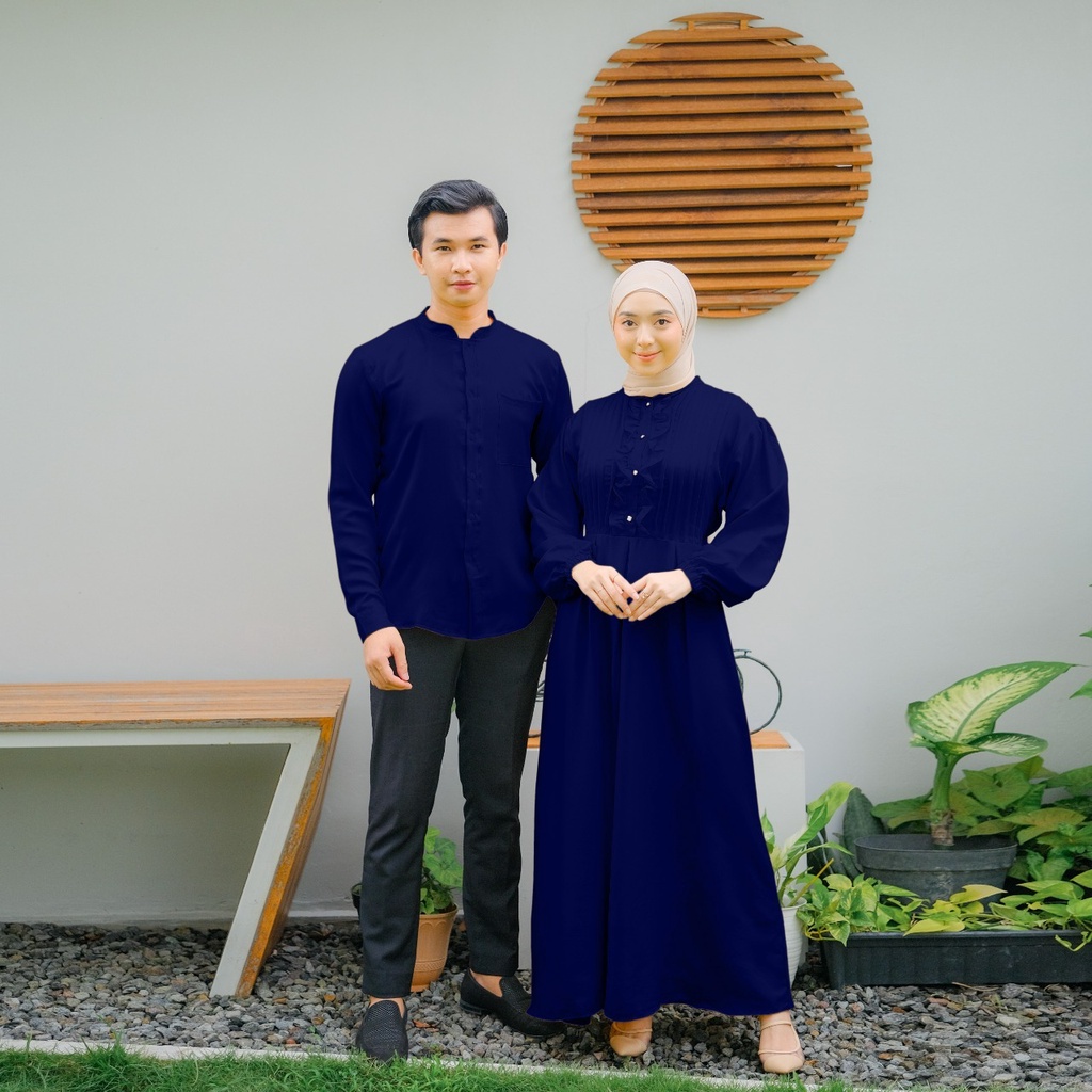 Demore Baju Couple Lebaran 2023 Sarimbit Polos Ziya Muslim Shakila