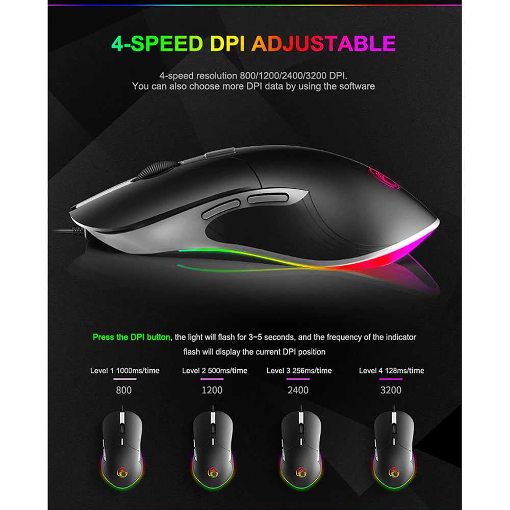 Gaming Mouse LED 3200 DPI Normal Version - Mouse Kantor / Sekolah / Kuliah - Warna Hitam- X6