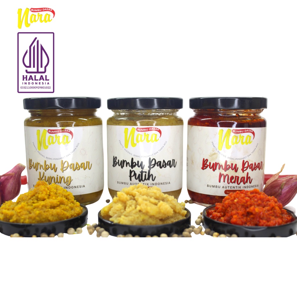 

Bundling Bumbu Dasar Nara - Merah Putih Kuning - Bumbu Masak Instan - Praktis, Higienis, No MSG, Bisa untuk MP-ASI, 100% HALAL