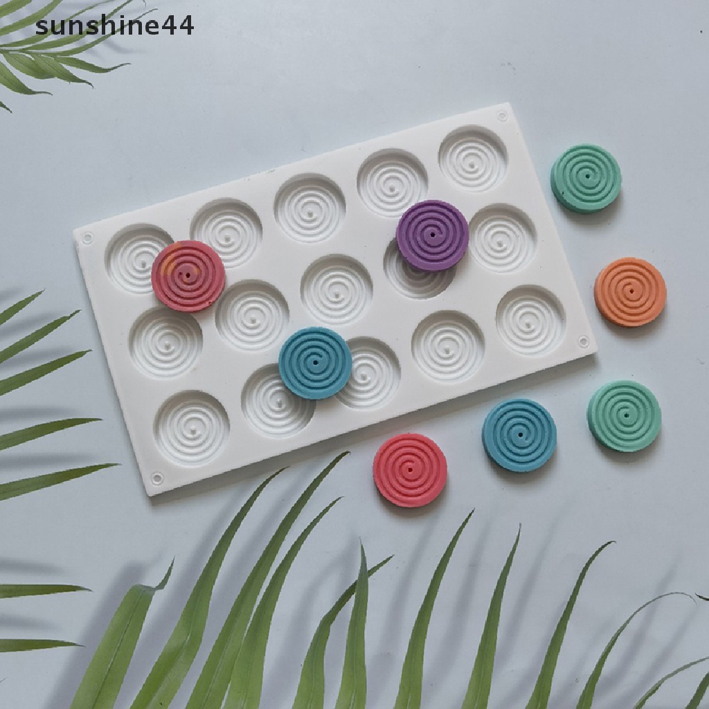 Sunshine 1Pc 12-rongga Cetakan Kue Silikon Coil Nyamuk Diy Non-Stick Baking Mould.