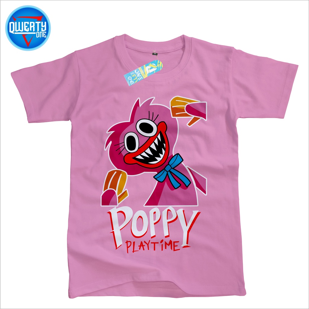 Qwertyone Kaos Anak Distro Karakter Poppy Play Time Pink Muda 1-10 Tahun