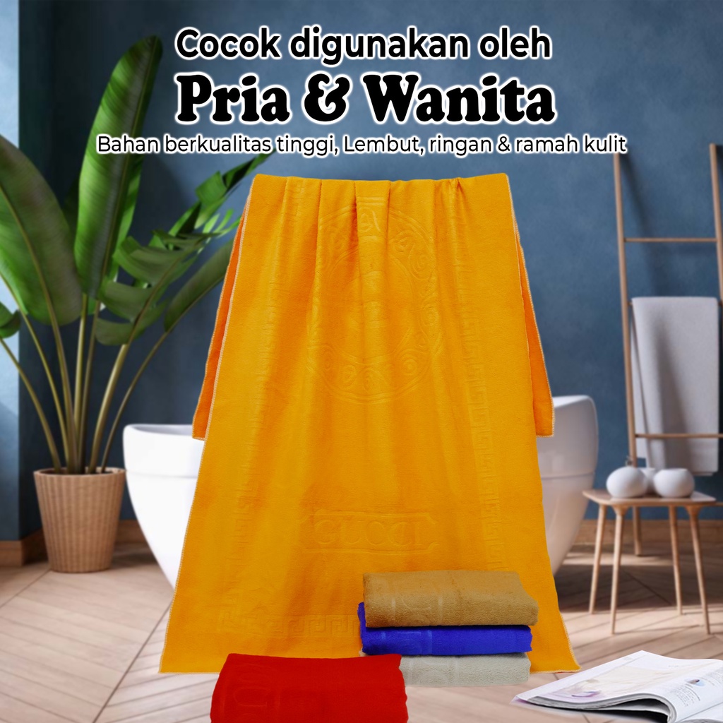 Handuk Mandi Gucci Jumbo Premium Motif Embos Terbaru Ukuran 70x140cm Bahan Polyester Dewasa Pria Wanita Perlengkapan Rumah Tangga Kamar Mandi Import - H10-C - Lucky Star