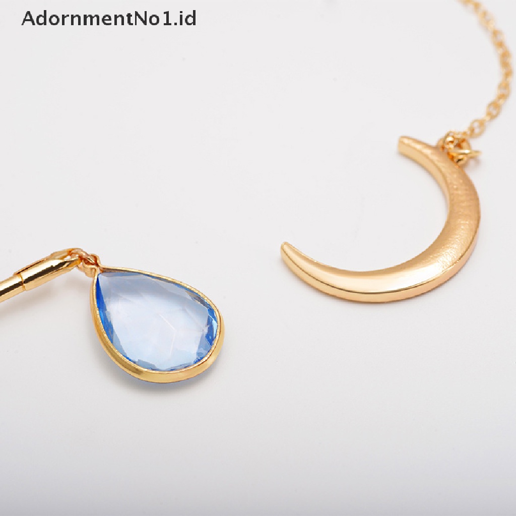 [AdornmentNo1] Kreatif Bulan Liontin Open Choker Elegan Kristal Manset Kerah Kalung [ID]