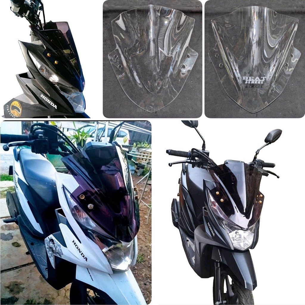 Windshield Honda Beat Street - Visor Motor Bening Smoke Hitam Pekat