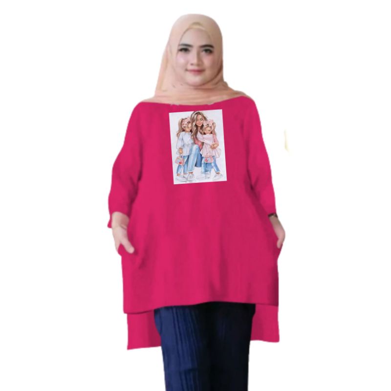 Atasan Baju Tunik Kaos Wanita Oversize LD 130 Cm Terbaru 2023 Viral Gambar DTF Bahan Kaos Babyterry . Atasan Baju Wanita Santai Tunik Wanita Dewasa Cewek Jumbo Kekinian Murah Big Size Mommy