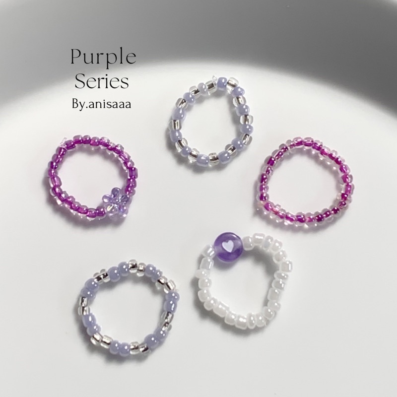 ( SET BEADS RINGS ) | ONE SET |  BNW | BLUE | Purple | fuchia series |   Beads ring cute | cincin manik | cincin manik korean