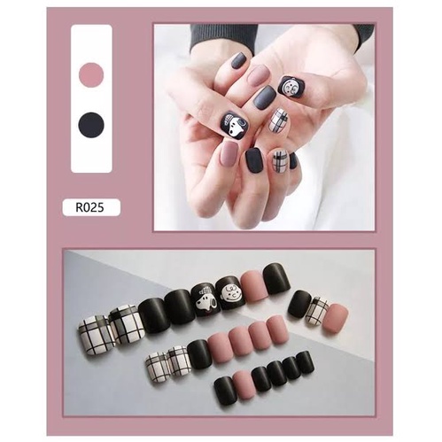 galerybeautysemarang 24Pcs Kuku Palsu Motif Kartun 24 Pcs Fake Nail Karakter Manicure Nail Stickers / kuku palsu motif isi 24pc