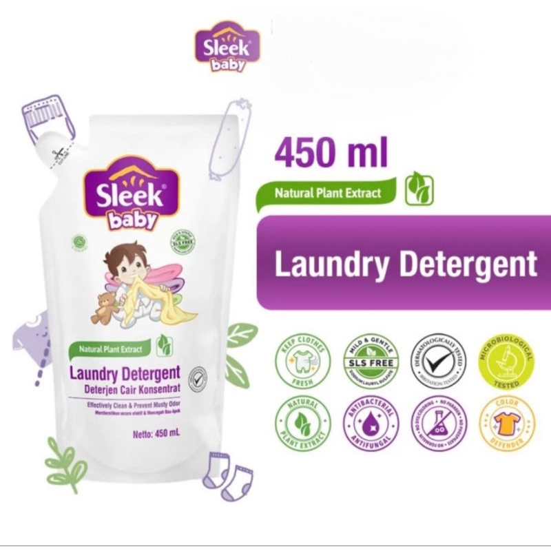 Sleek Laundry Detergent /  Deterjen Khusus Baju Bayi Sleek Baby / Sabun Cuci Bayi Baju Newborn Bayi