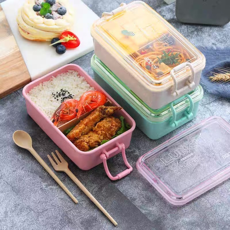 Lunch Box 800ML Jerami Gandum - Kotak Makan Set