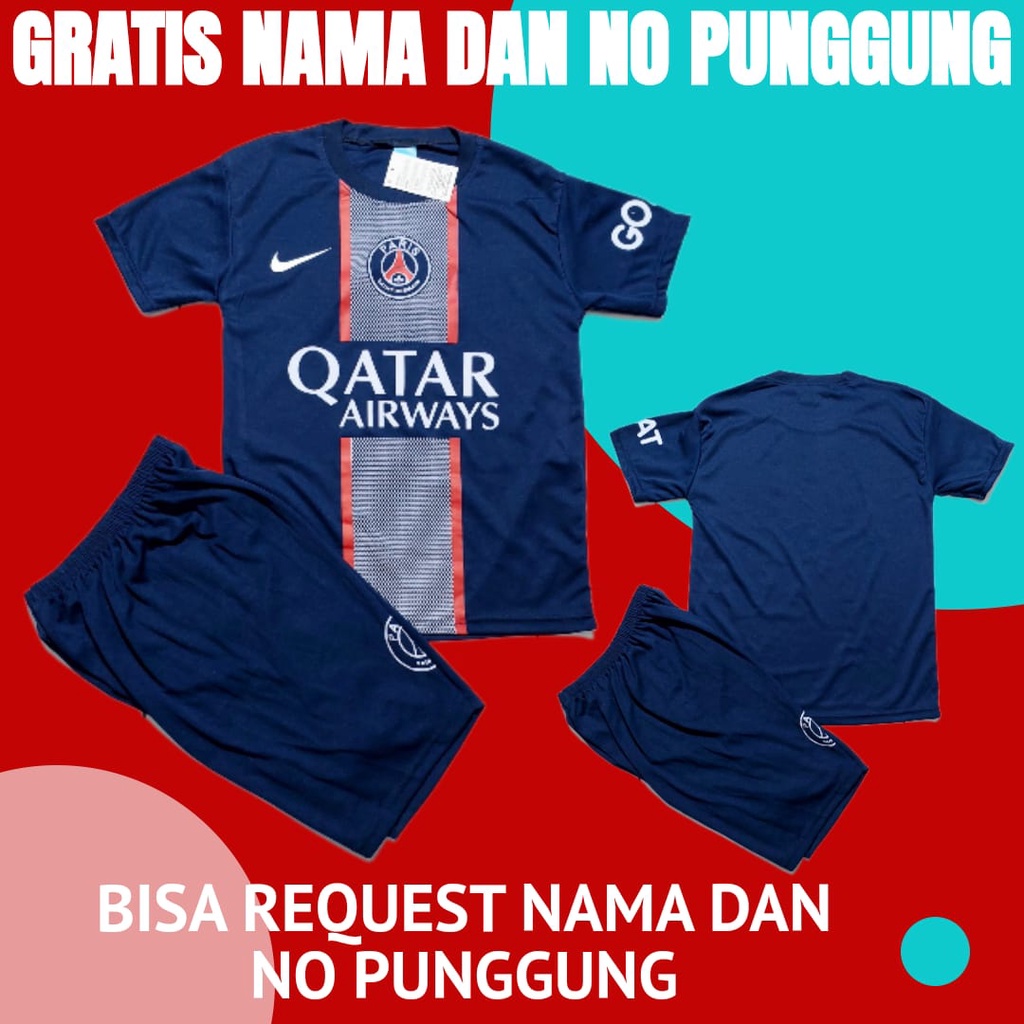 BISA COD SABLON NAMA BAJU BOLA PSG/SETELAN BOLA ANAK PSG TERBARU