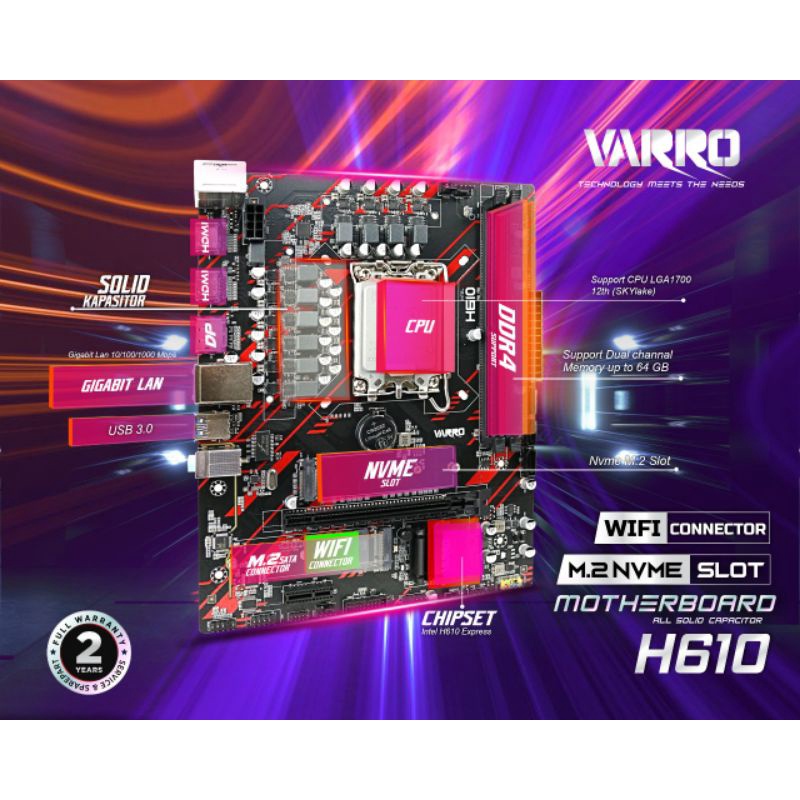 MOTHERBOARD VARRO H610 SUPPORT NVME