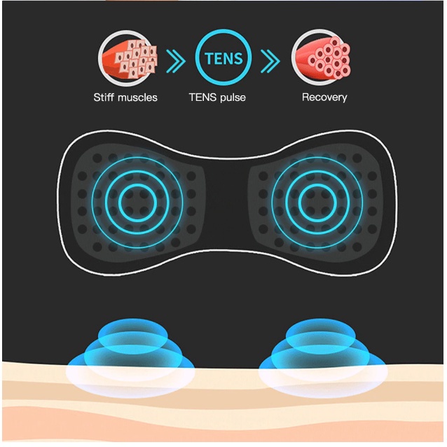 (ZENIA) EMS Elektrik Pemijat Leher Mini Servikal Punggung Otot Pengurang Rasa Sakit Patch Portabel Massage