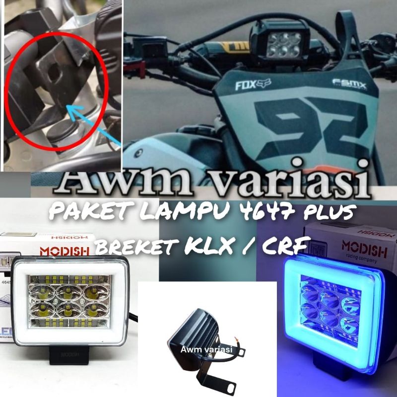 PAKET LAMPU TEMBAK SENJA BIRU SUPERMOTO LED BAR SRIES UNTUK KLX / CRF