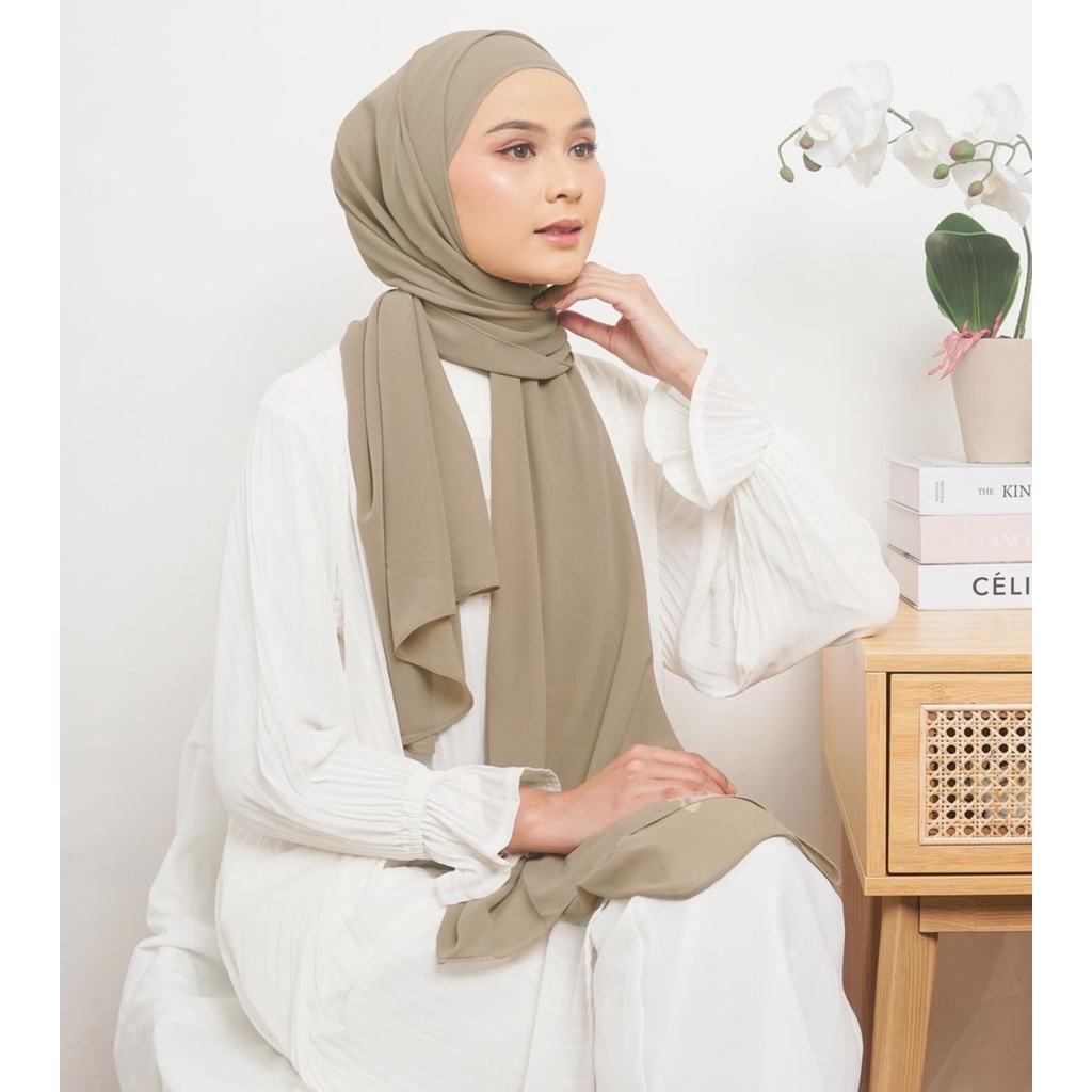 JACE Pashmina Inner 2in1 / Pashmina Malay / Pashmina Instant Ceruty Babydoll Premium 175 x 75 Jahit Tepi