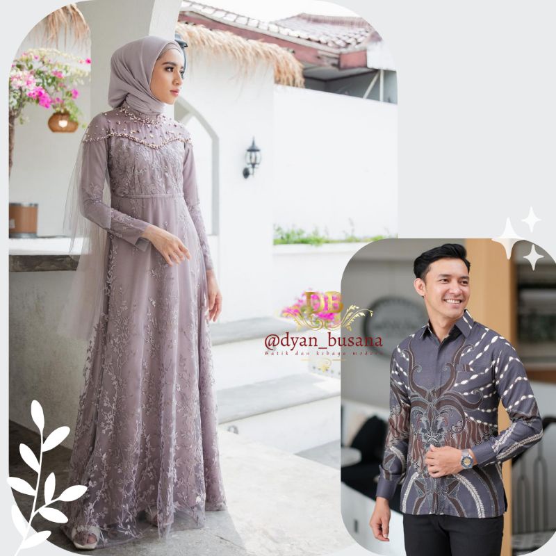 Namira Dress Couple Kemeja batik Mauve