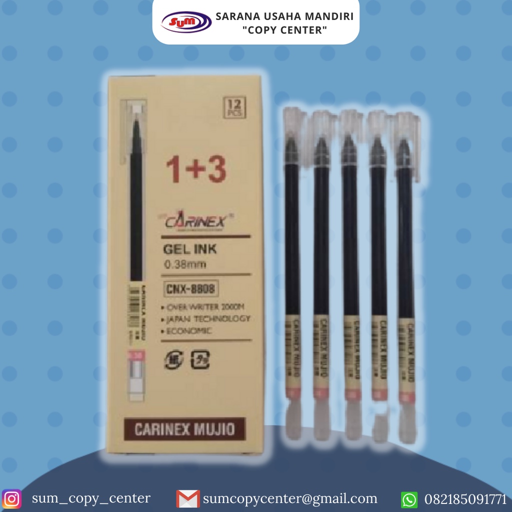 

Pena Carinex Mujio Gel Inx 0.38 mm (PCS)