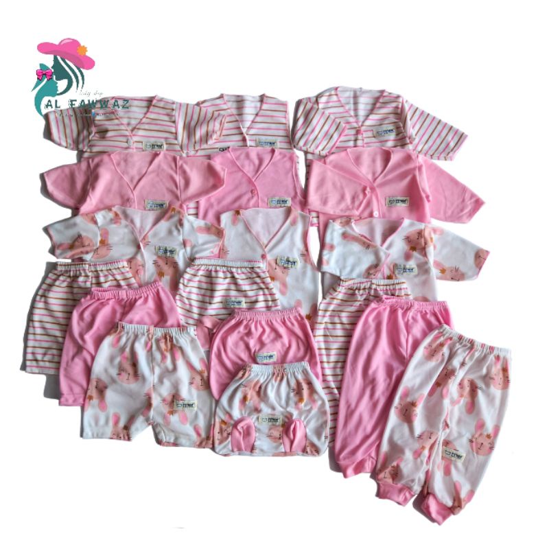 Paket hemat baju bayi 18 pcs bunny pink series