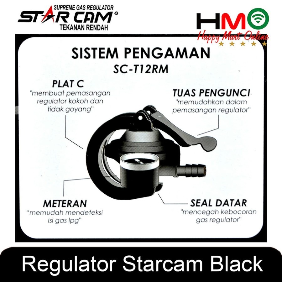 REGULATOR GAS DENGAN TUAS PENGUNCI DAN METERAN / REGULATOR PENGAMAN ANTI BOCOR / SESUAI FOTO (J461)