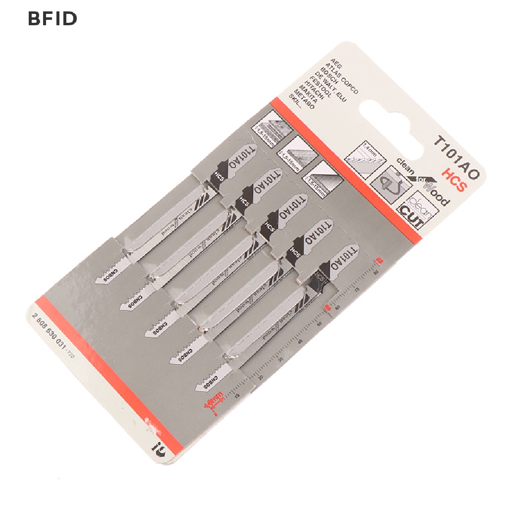 [BFID] 5pcs T101AO HCS T-Shank Jig Blades Curve Cutg Alat Untuk Kayu Plastik [ID]