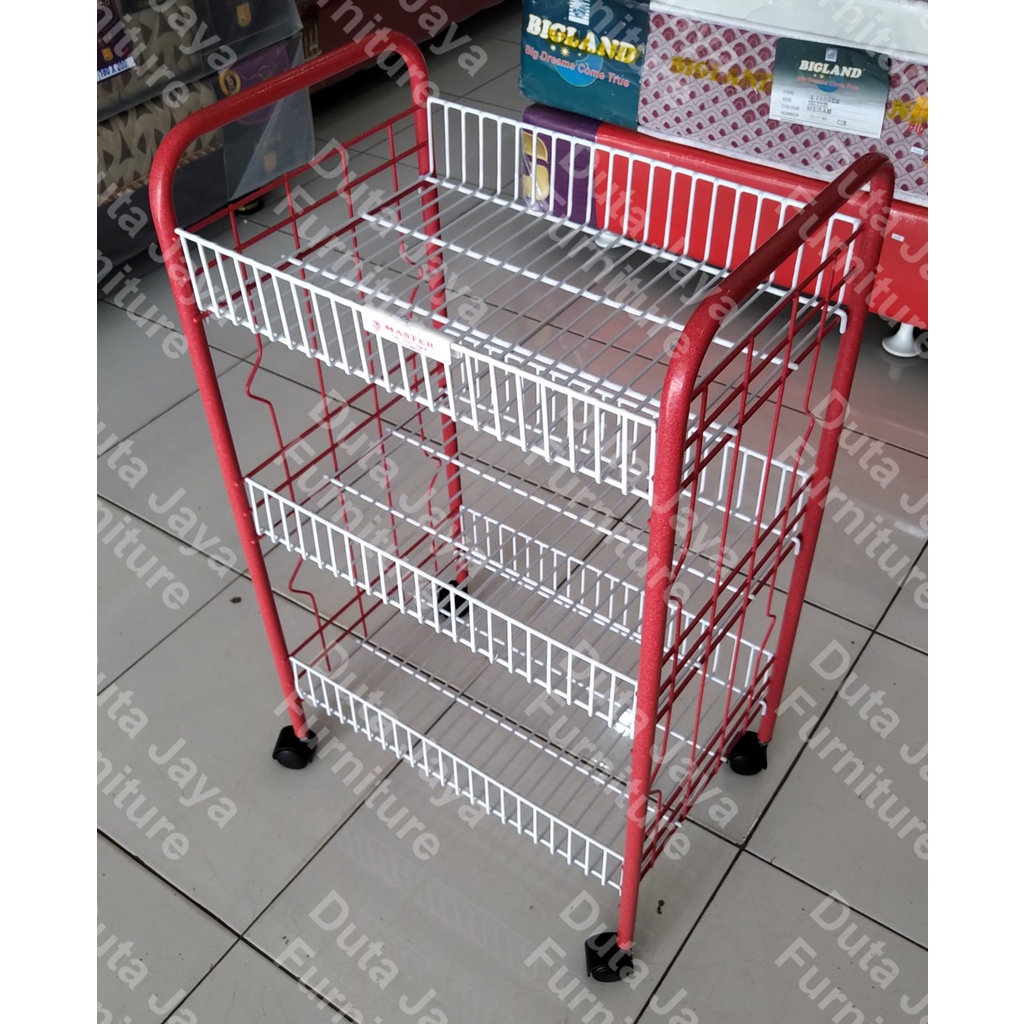 MASTER PE033 | Rak Display | Rak Dapur | Rak Jajanan 3 Tingkat | Rak Roda Pendek