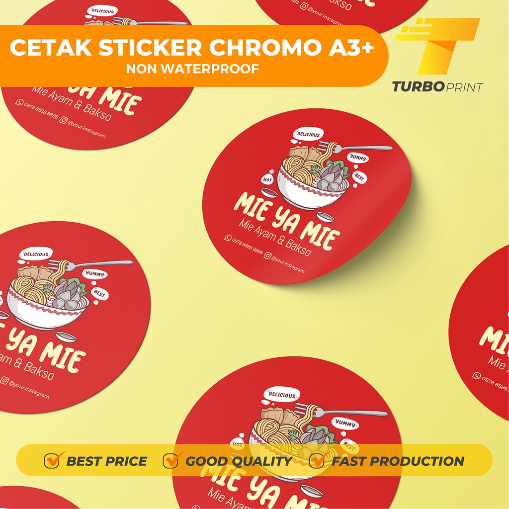 

Cetak Stiker Label Chromo A3+ Sticker Kemasan Produk Makanan Minuman Berkualitas Bulat