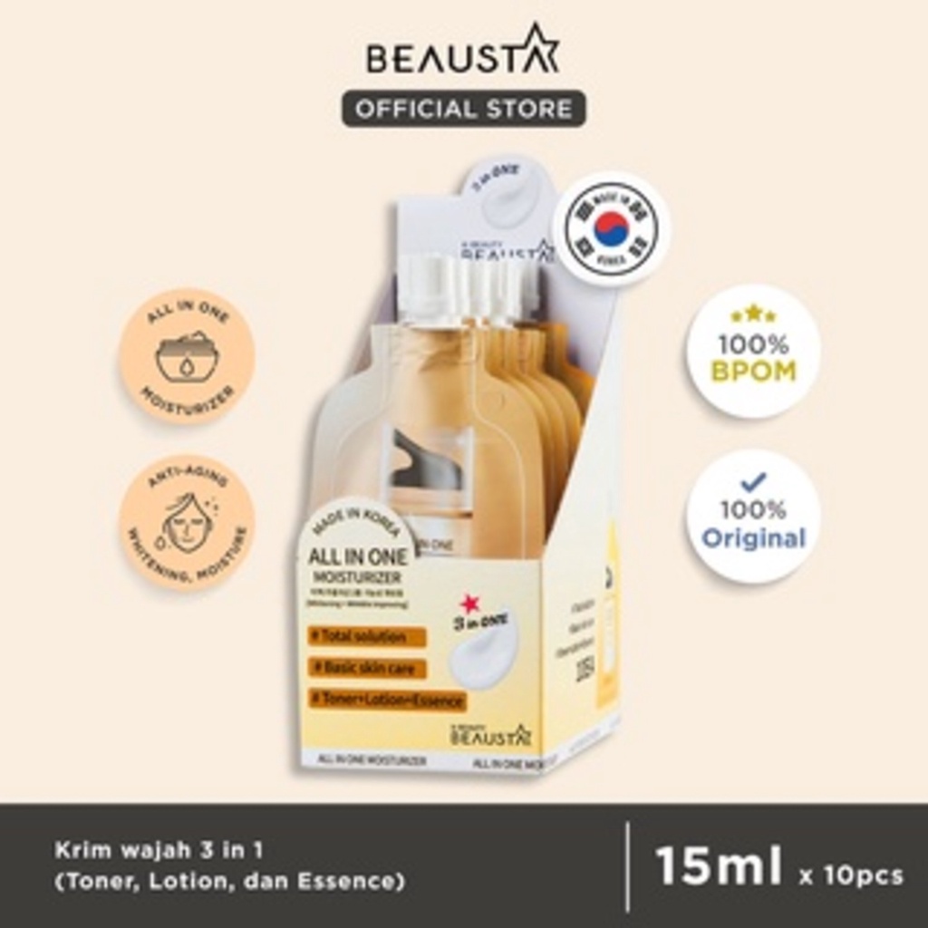 BEAUSTA All In One Moisturizer (15ml) - Pelembap dengan kandungan skincare &amp; toner