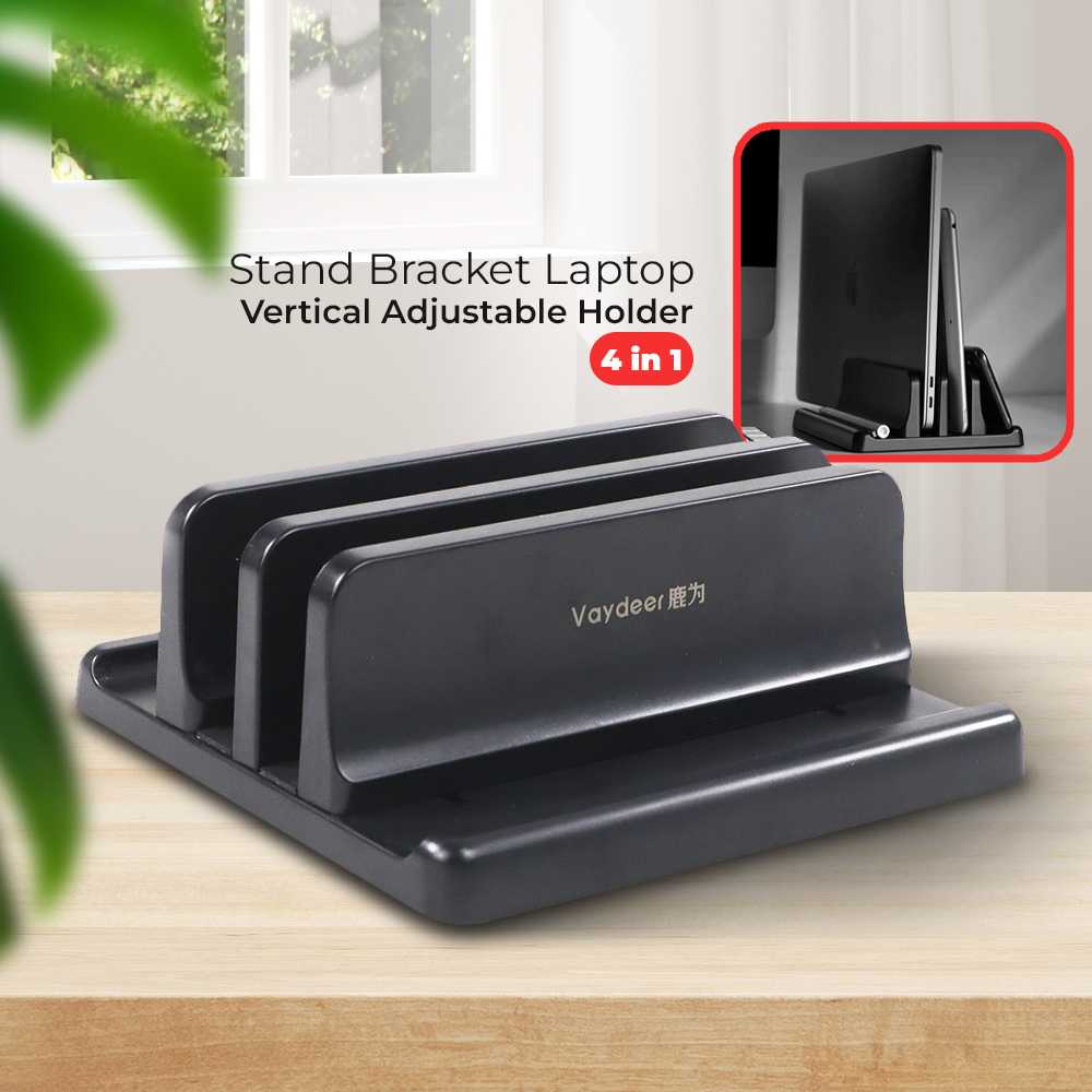 Stand Bracket Laptop Vertical Adjustable Holder 4 in 1 - Stand Laptop / Smartphone / Tablet