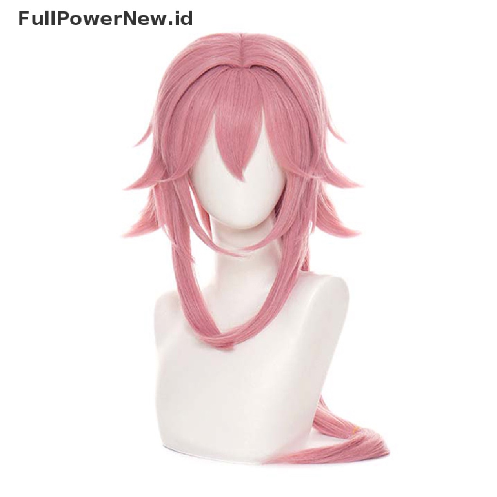 Power Genshin Impact Yae Guuji Cosplay Wig 80cm Pink Lurus Wig Rambut Tahan Panas ID