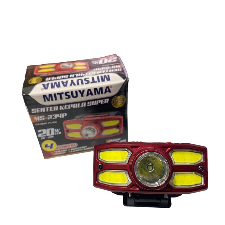 Senter Kepala Super MS-234P Charger Mode USB Cahaya Putih 4 Fungsi Mode 20 W Led Headlamp / SENTER KEPALA 20W / SENTER KEPALA MINI