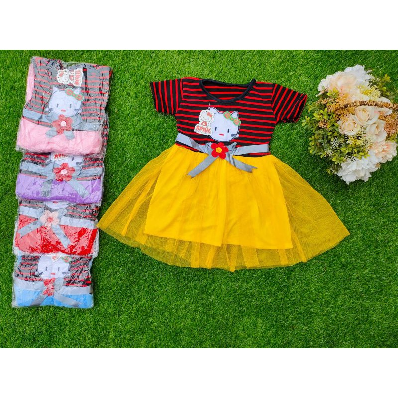 DRESS ANAK PEREMPUAN CEWEK 1-3T TILE TUTU BAJU PAKAIAN GAUN ANAK PEREMPUAN MEWAH