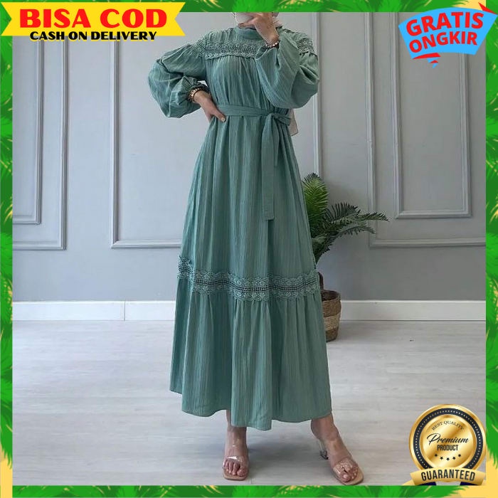 Maira- Bisa Cod Dress Baju Gamis Kondangan Wanita Muslim Busui Kancing Depan Warna Polos Merah Maroo