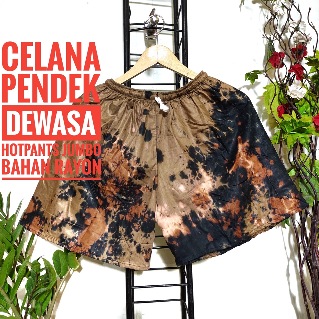 NUZ Celana Pendek Hotpants Tiedye Rayon Ukuran Jumbo Big Size Santai Dirumah