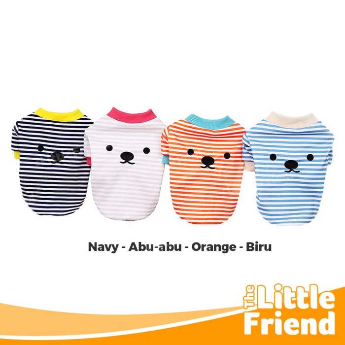 Baju Kaos Casual Anjing Kucing Lucu EYES NOSE STRIPE MULTI COLOR