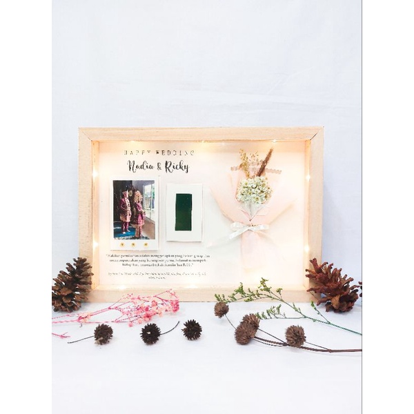 3D Frame A4 Custom Kado Ultah Wedding Mahar Logam Mulia Antam