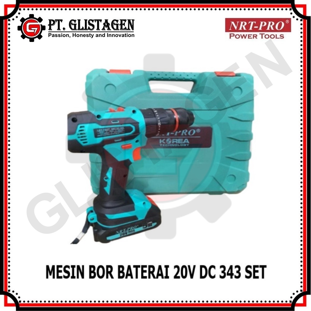 NRT-PRO 343DC Mesin Bor Tangan Baterai Cordless Impact Drill 20 Volt