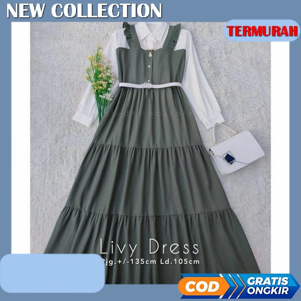 Gamis Bordir Crinkle Air Flow Jumbo Wanita Muslimah Jira Dress Mewah Elegan Kekinian Fashion Wanita 