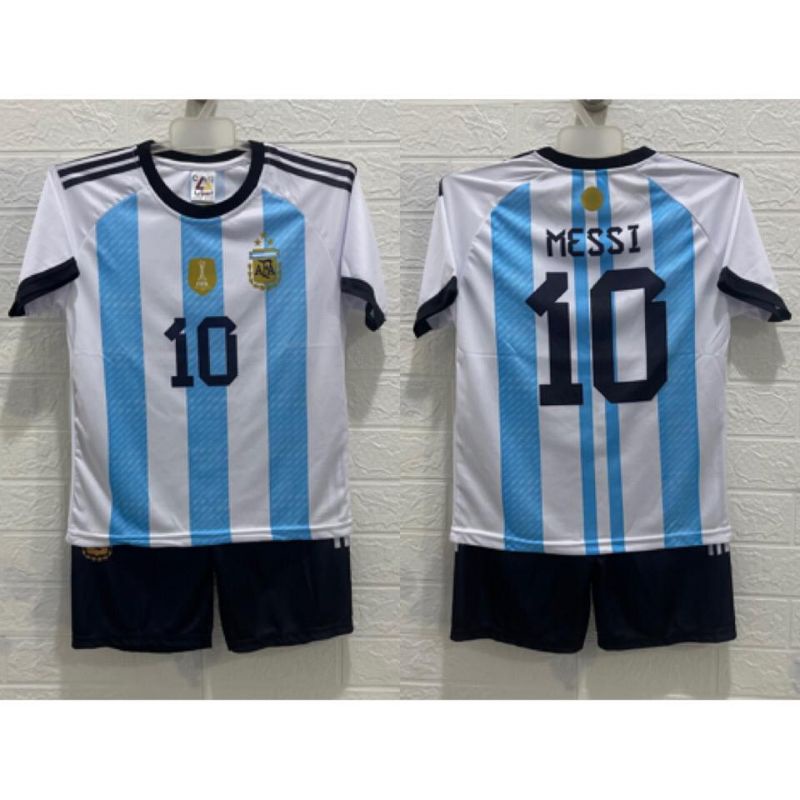 Jersey kids Argentina piala dunia Messi setelan baju bola anak world cup 2022