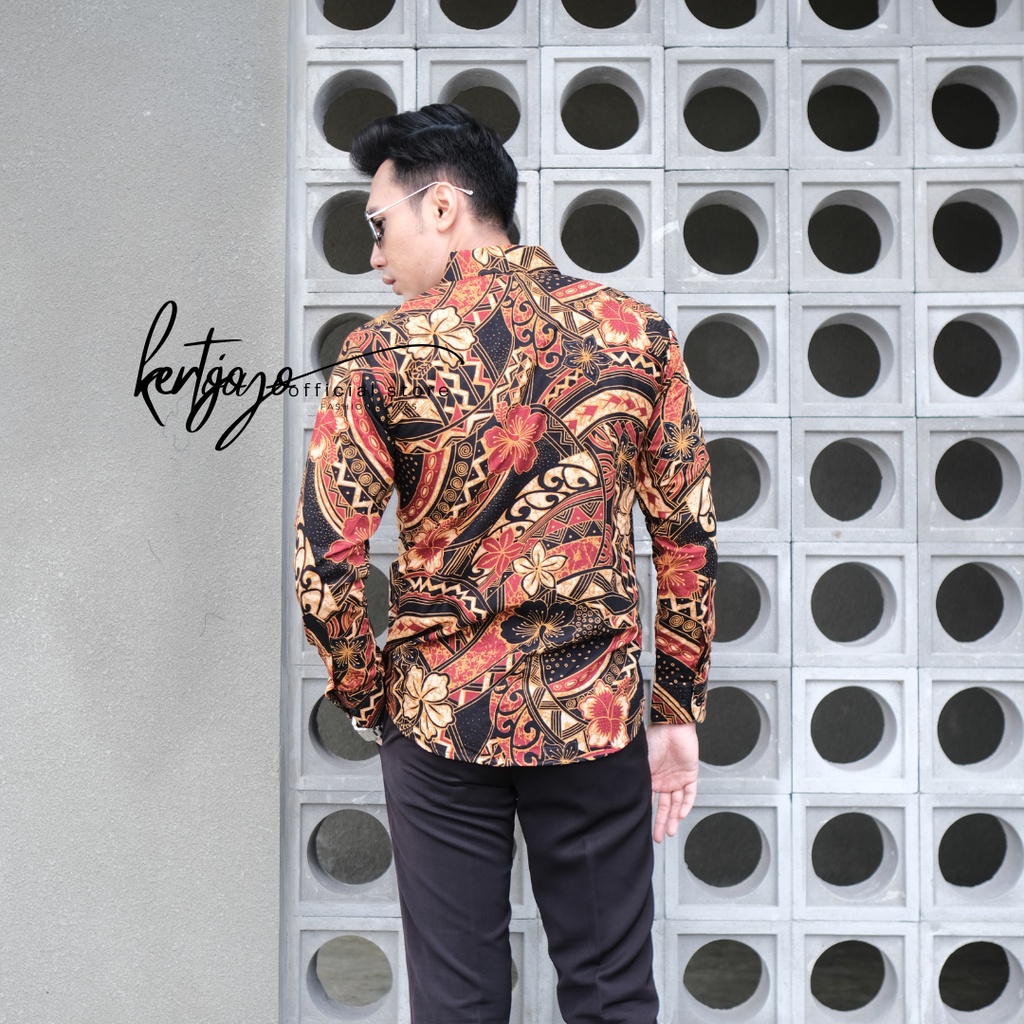 Batik pria modern slimfit Baju Batik Pria Lengan Panjang slimfit baju batik pria Slimfit premium baju seragam BATIK KERTOJOYO KJ036 kemeja batik pria lengan panjang full furing baju batik alisan pria Kemeja batik slimfit batik premium laskala PRABUSENO