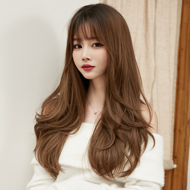 Wig Full Lace Long Curly Rambut Palsu Natural Hair Import Korean style Ladies Bahan Berkualitas